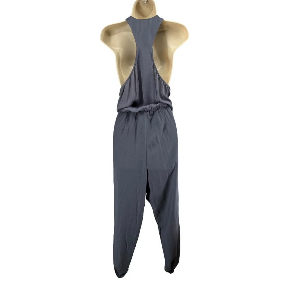 Free‎ People Angelica Romper Storm Blue Button Front Harem Jumpsuit M NWT - Picture 2 of 8